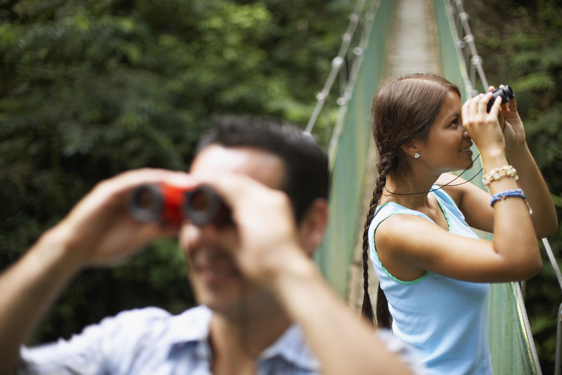 Costa rica family jungle suspension bridge