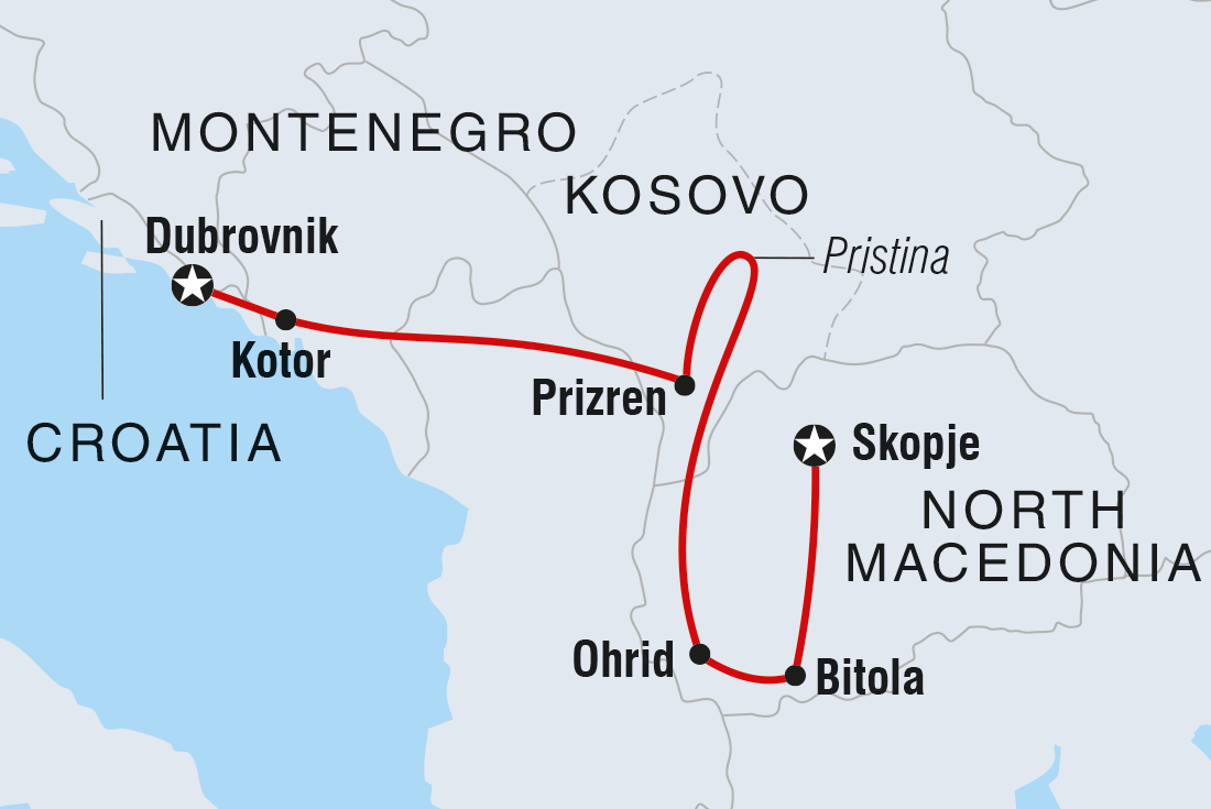 Map of The Balkans Real Food Adventure including Croatia, Macedonia, Republic Of, Montenegro and Kosovo