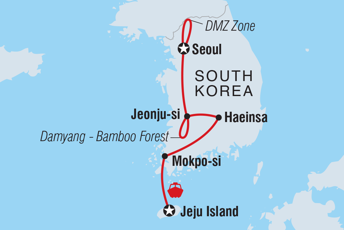 Map of Premium South Korea including Korea, Republic Of