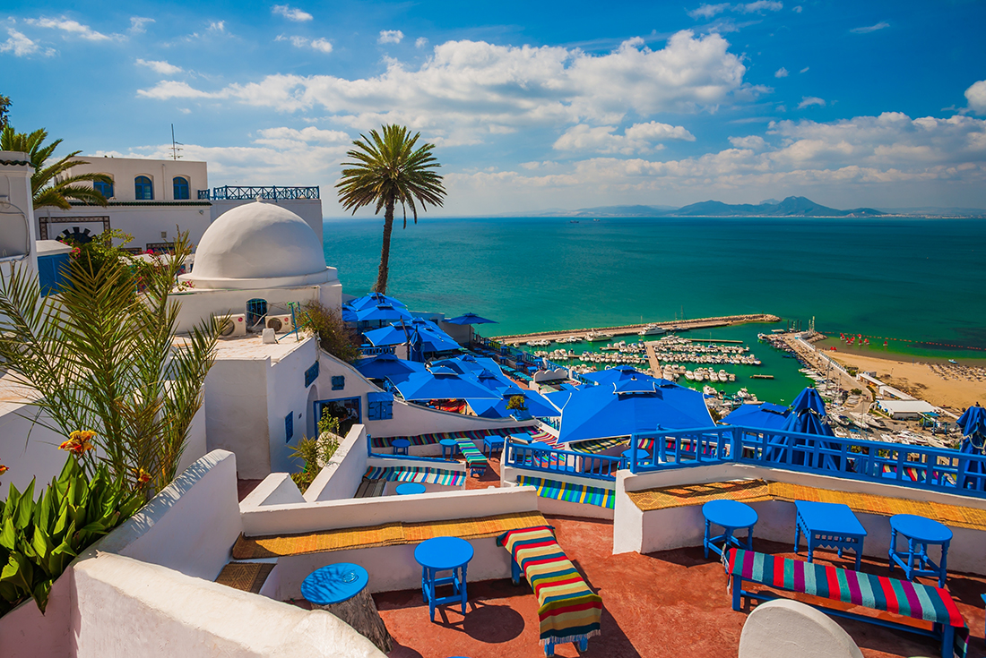 View of Sidi Bouu Said harbour and beach