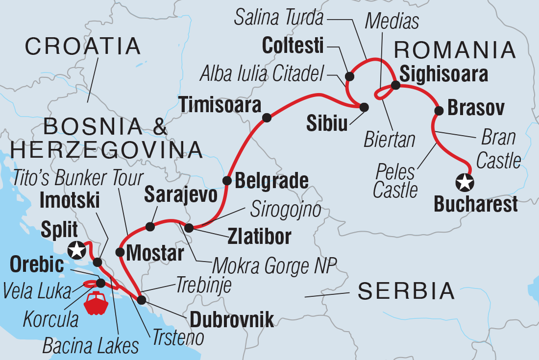 Map of Premium Balkans In Depth including Bosnia And Herzegovina, Croatia, Romania and Serbia
