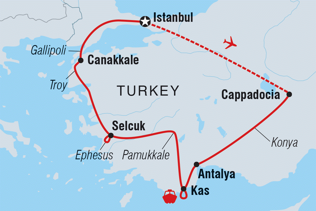 Map of Best Of Turkey Family Holiday including Turkey