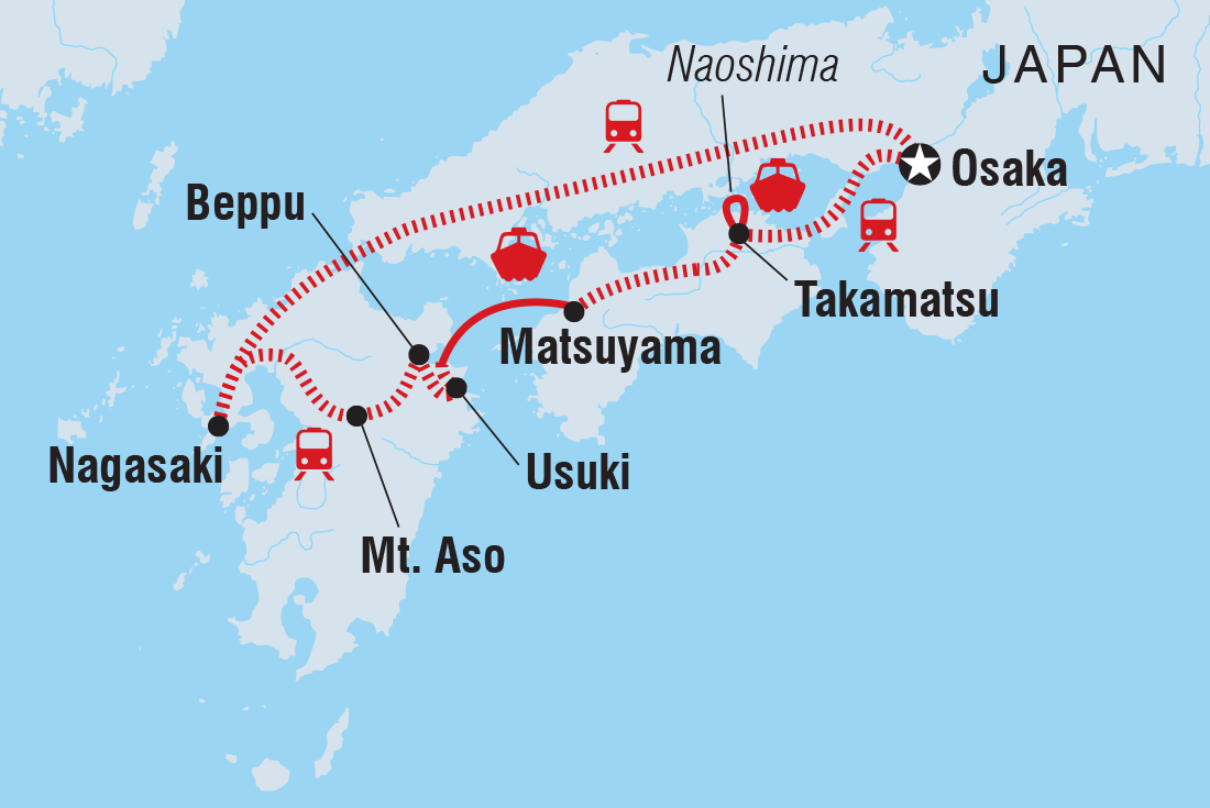 Map of Southern Japan Experience including Japan