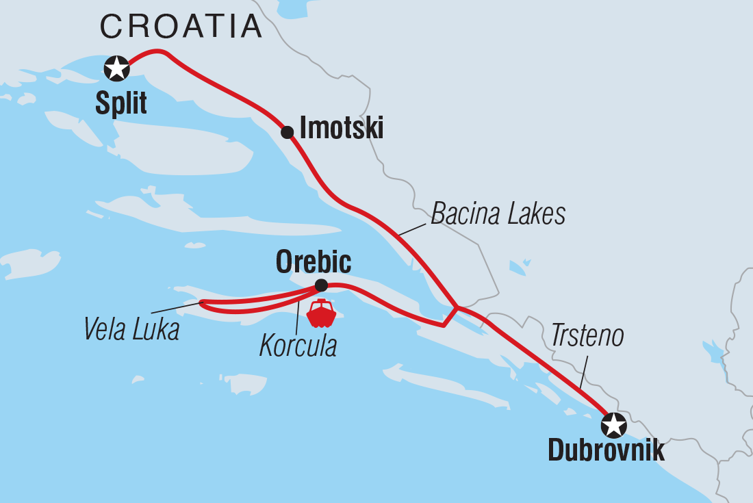 Map of Premium Split To Dubrovnik including Croatia