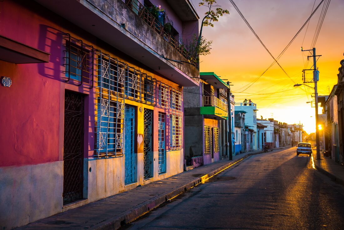 Colourful Camaguey at sunset in Cuba