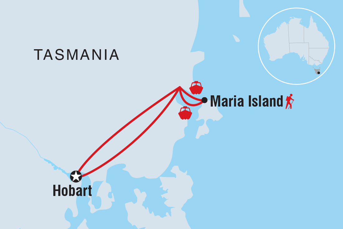 Map of Tasmania's Maria Island Winter Escape including Australia