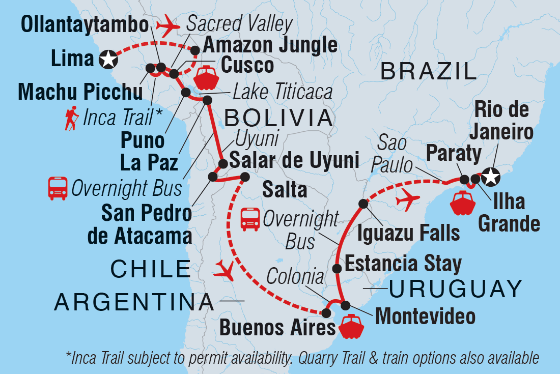 Map of Epic South America including Argentina, Bolivia, Brazil, Chile, Peru and Uruguay