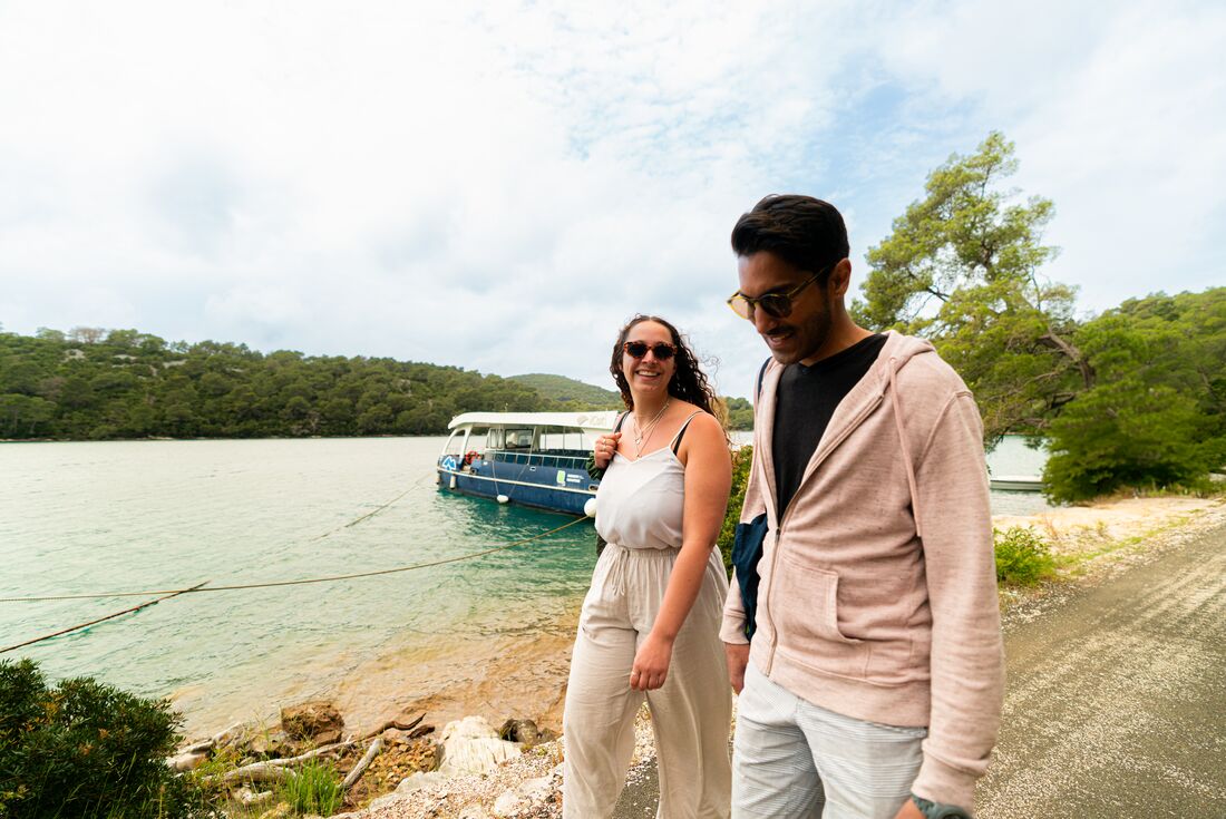 Young travellers exploring the island of Mljet off the Dalmation Coast in Croatia