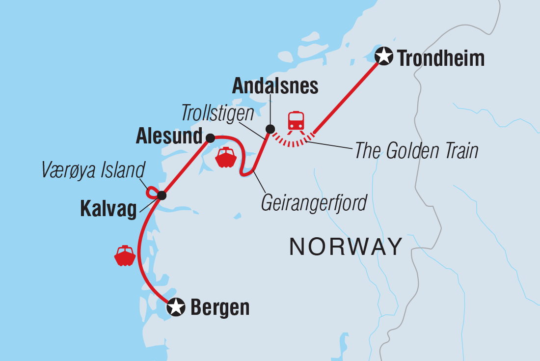 Map of Premium Norwegian Fjords including Norway