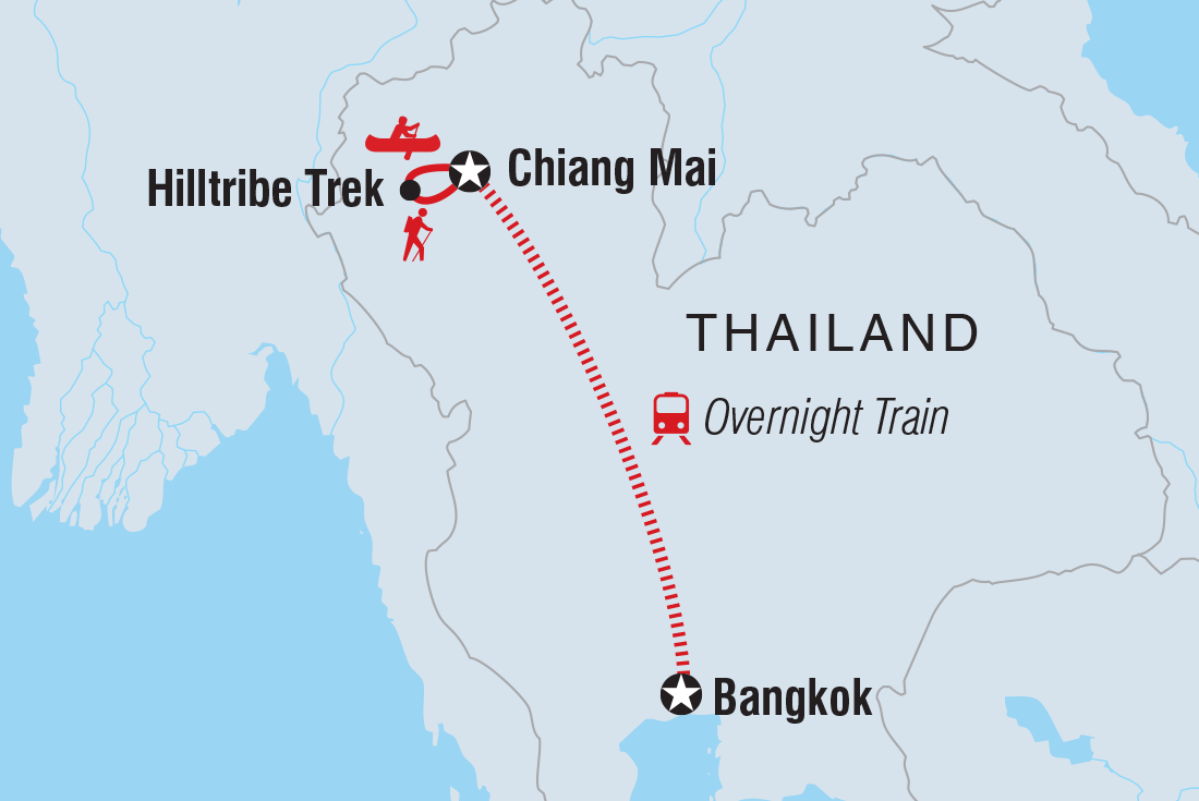 Map of One Week In Northern Thailand including Thailand
