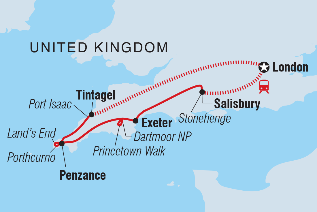 Map of Highlights Of South-West England including United Kingdom