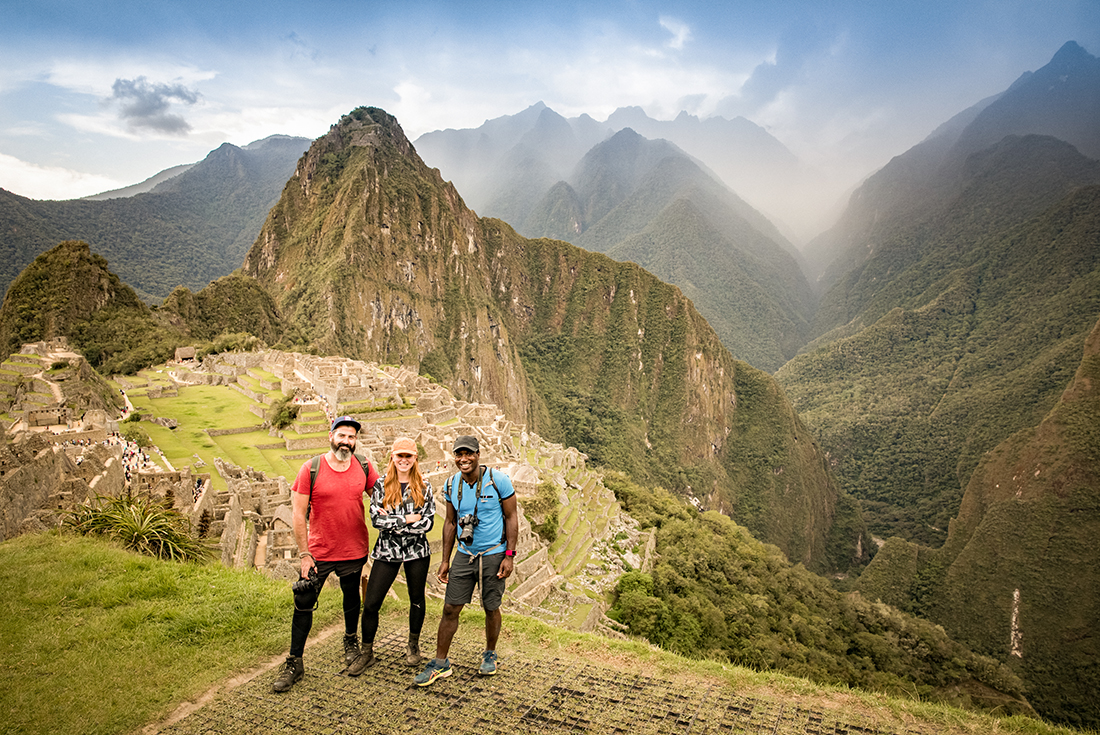 Intrepid Group standing at decent into Machu Picchu