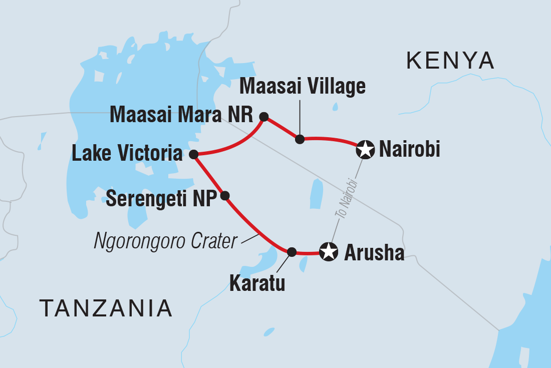 Map of Essential East Africa including Kenya and Tanzania, United Republic Of