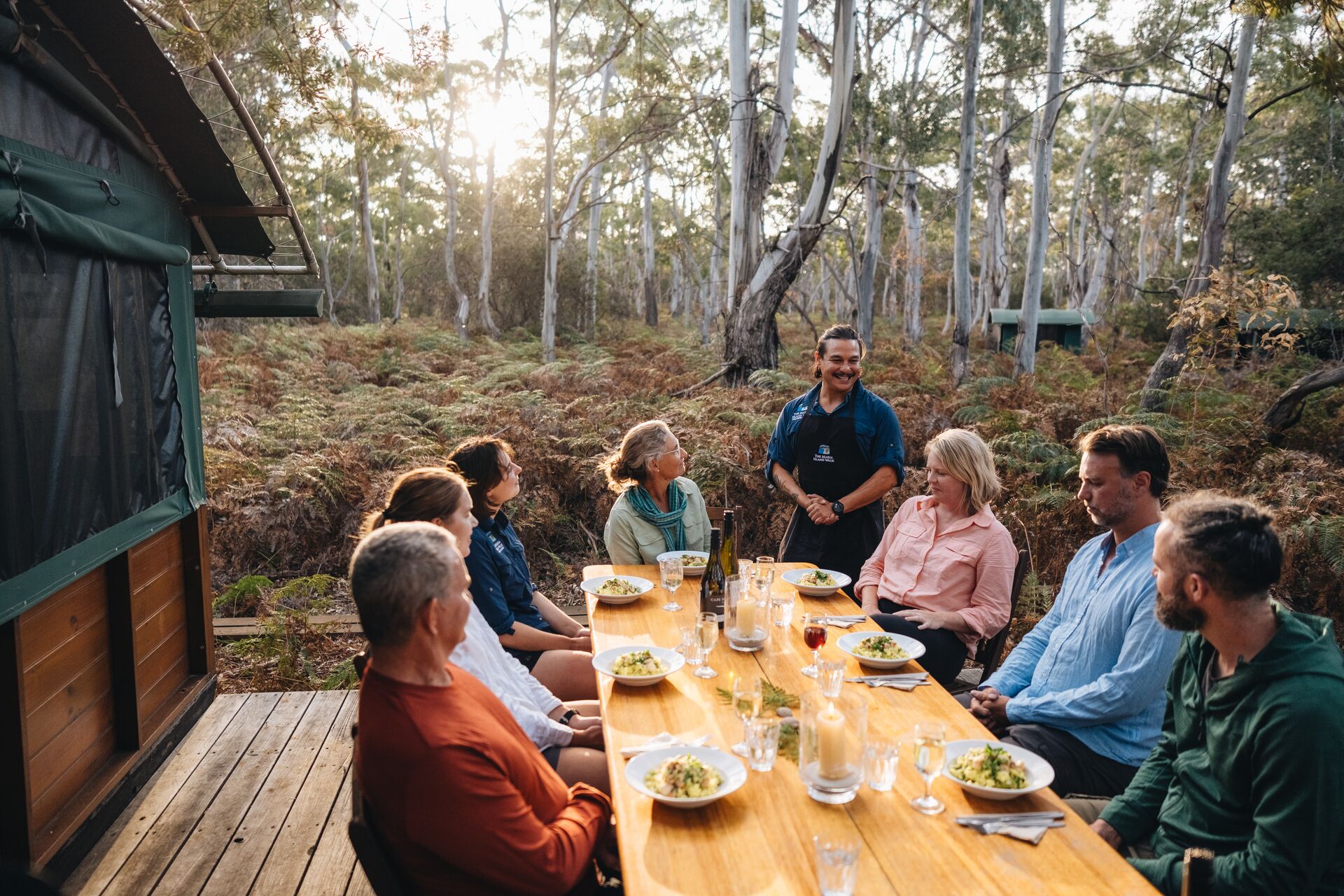 Dine outdoors in the heart of Tasmanian bushland