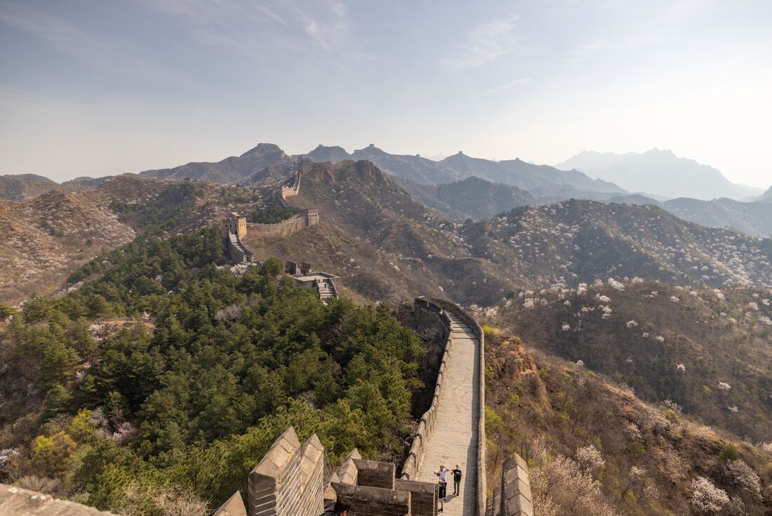 Great Wall of China trails over mountain peaks of northern China
