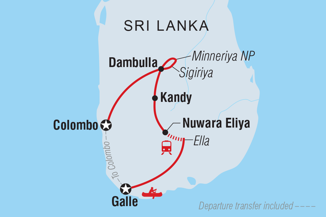Map of Sri Lanka Premium Family Holiday including Sri Lanka