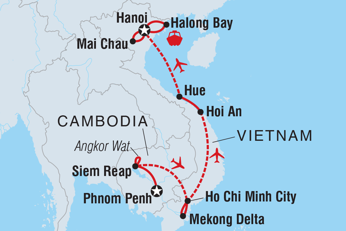 Map of Premium Cambodia & Vietnam In Depth including Cambodia and Vietnam