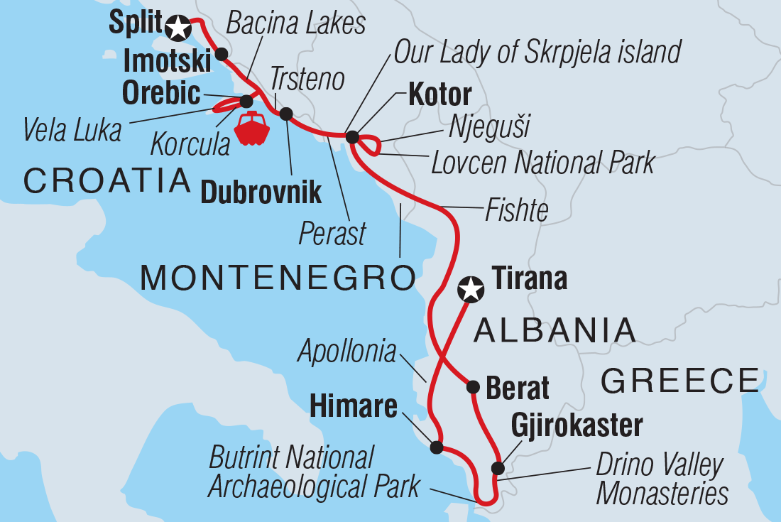 Map of Premium Croatia, Montenegro And Albania including Albania, Croatia and Montenegro