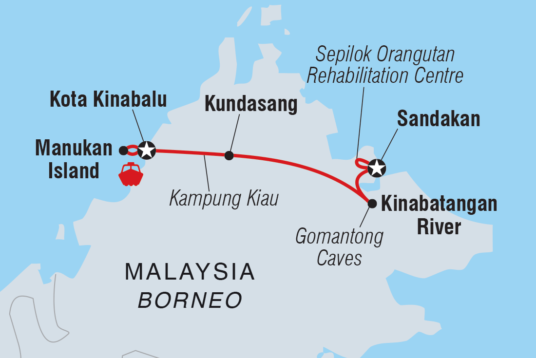 Map of Classic Borneo including Malaysia
