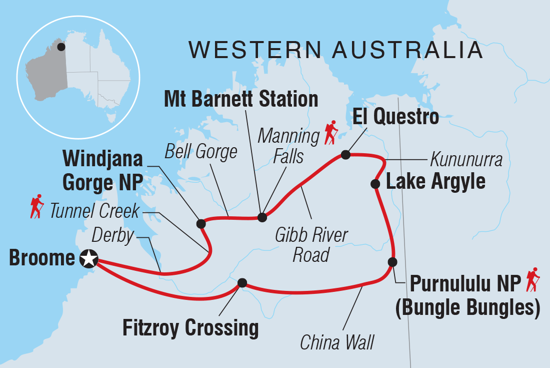 Map of Wild Kimberley Overland including Australia