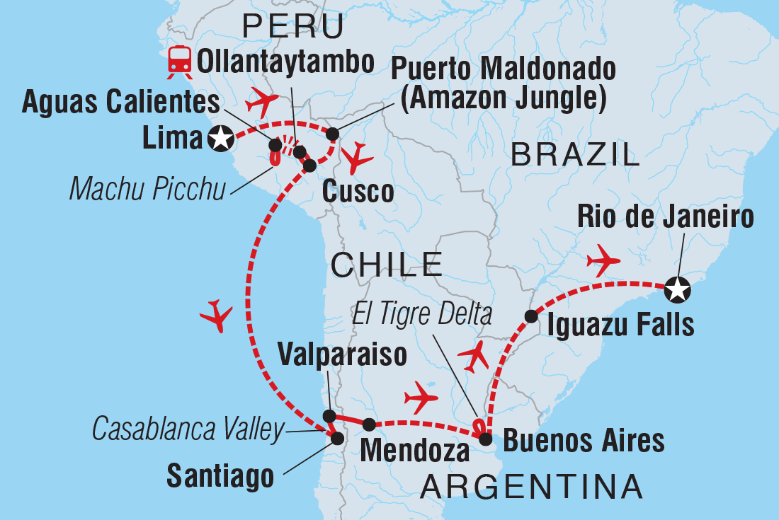 Map of Premium Peru, Chile & Argentina including Argentina, Chile and Peru
