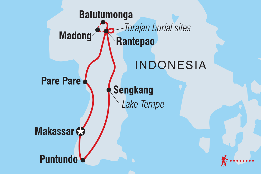Map of Indonesia Expedition: Sulawesi & Toraja Tribes including Indonesia