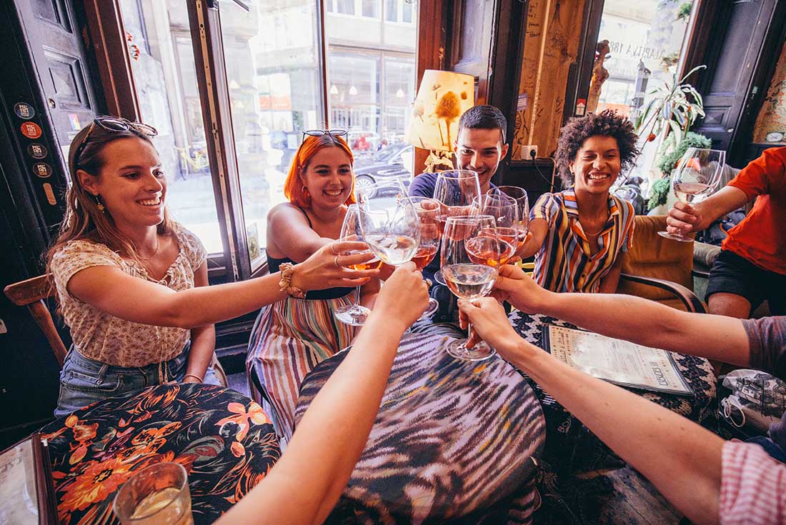 Have a drink with your group in Budapest