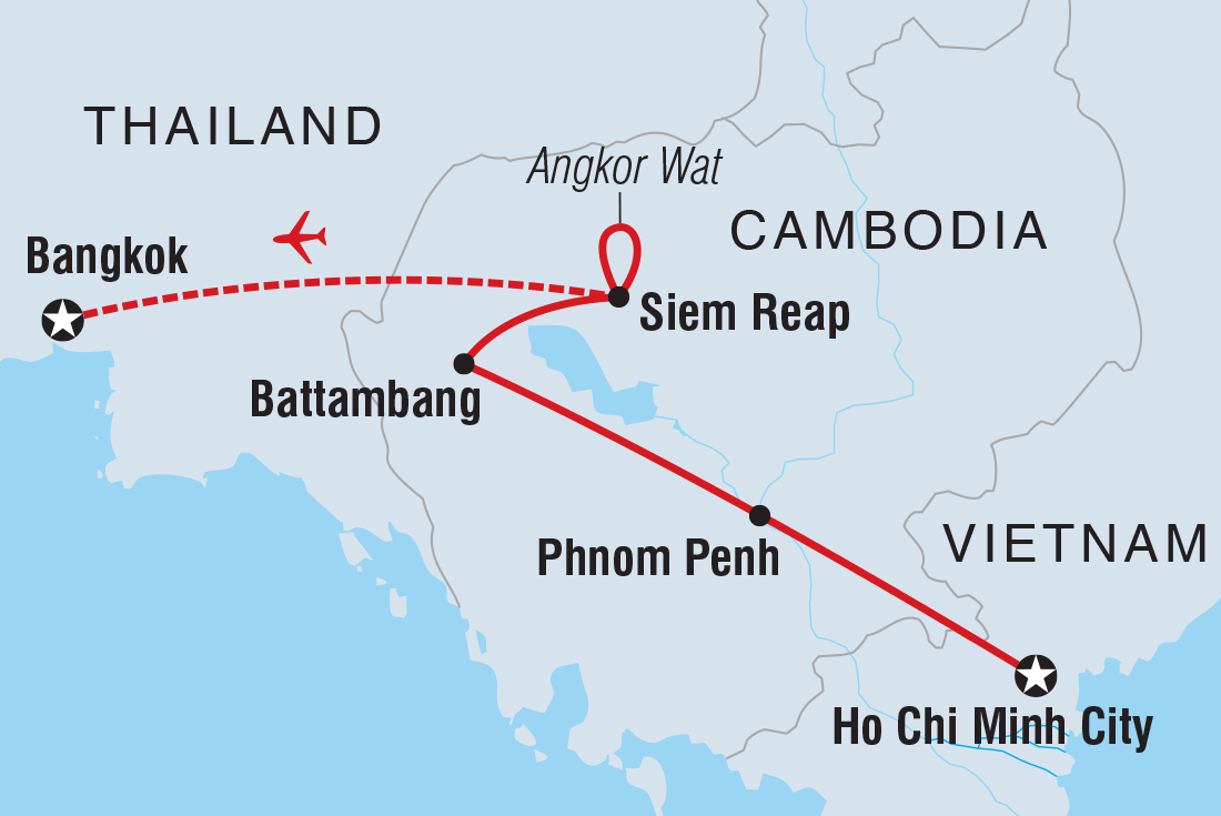 Map of Cambodian Traveller including Cambodia, Thailand and Vietnam