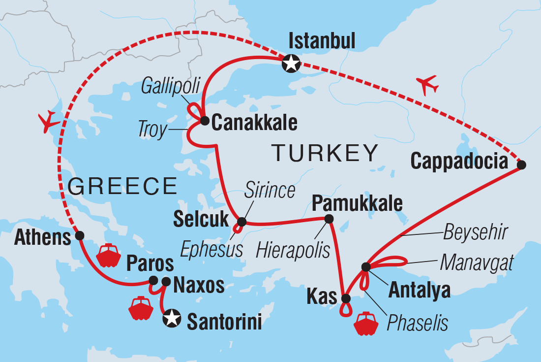 Map of Premium Turkey & The Cyclades Islands In Depth including Greece and Turkey