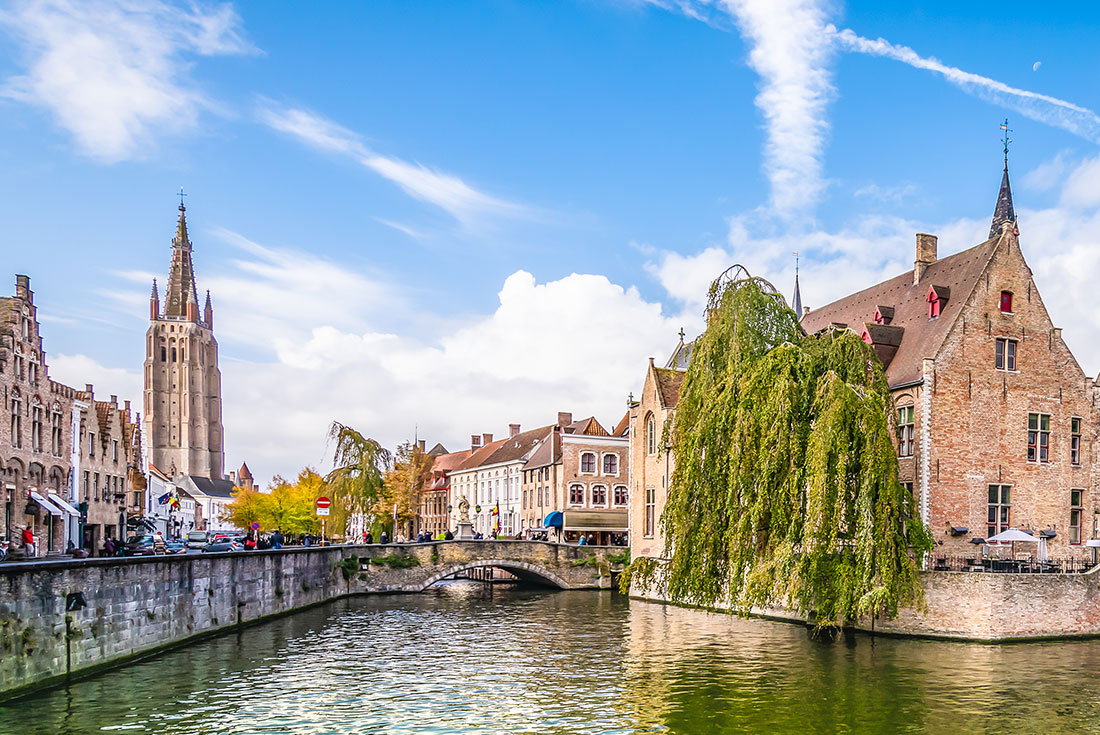 Bruges canals on a sunny morning