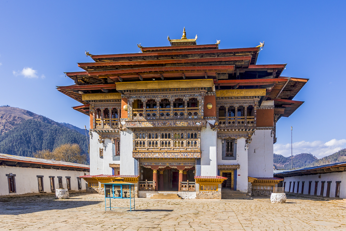 Gangtey Gompa (Monastery) inner courtyard in the Phobjikha Valley