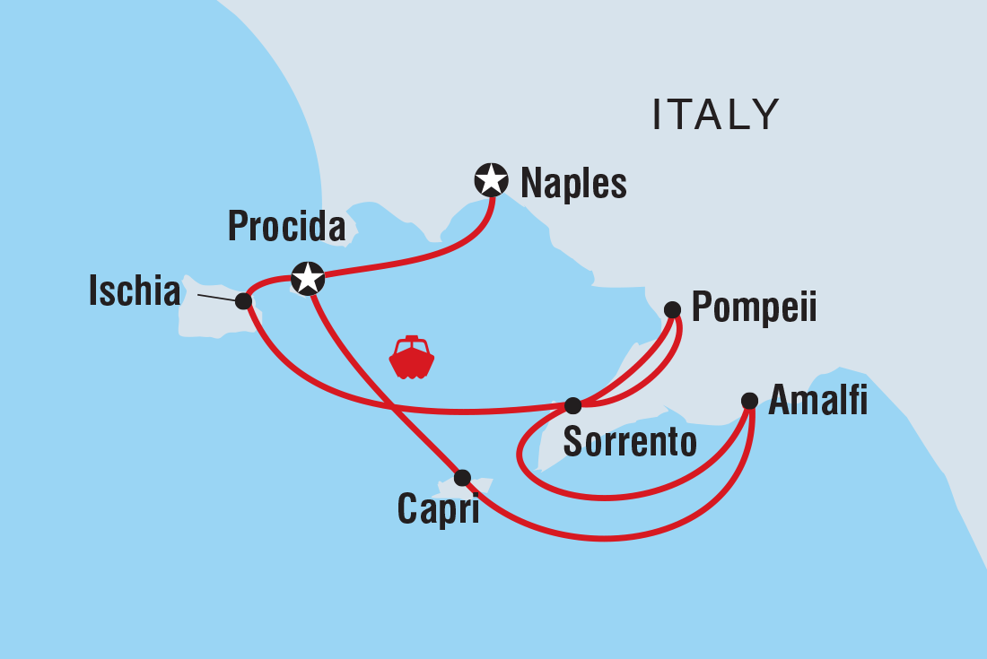 Map of Amalfi Coast Sailing Adventure including Italy