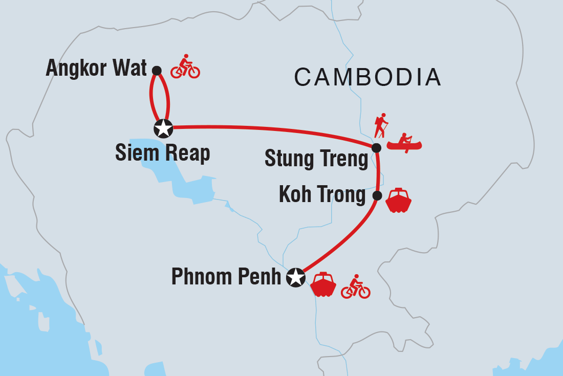 Map of Cambodia: Hike, Bike & Kayak including Cambodia