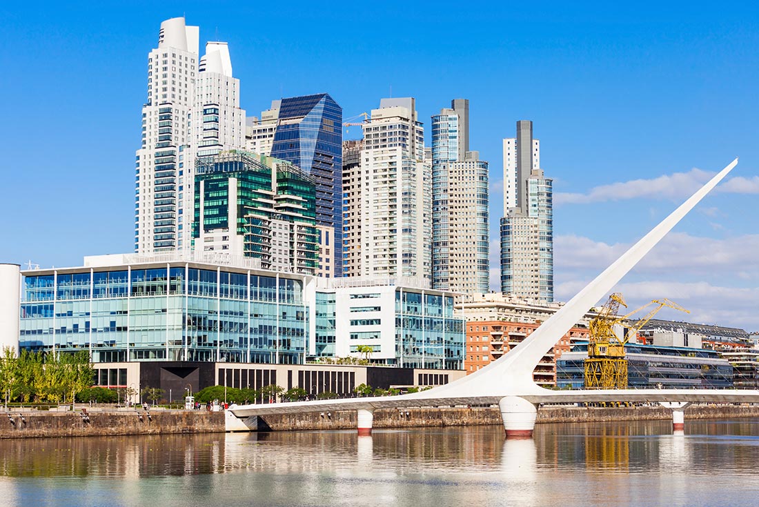 Puente de la Mujer, a footbridge the Puerto Madero district of Buenos Aires, Argentina