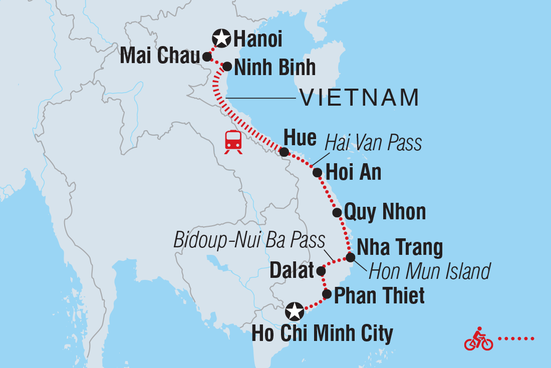 Map of Cycle Vietnam including Vietnam