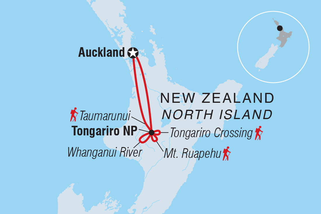 Map of Walk New Zealand's Tongariro Crossing including New Zealand