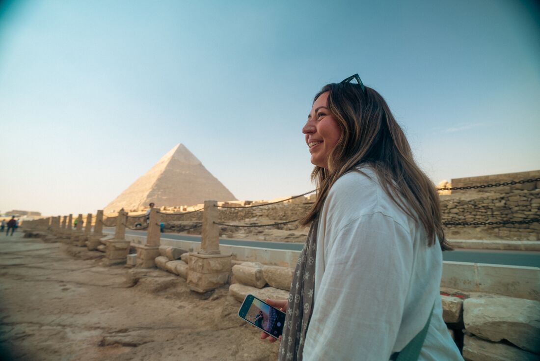 The Great Pyramids on the horizon in Cairo