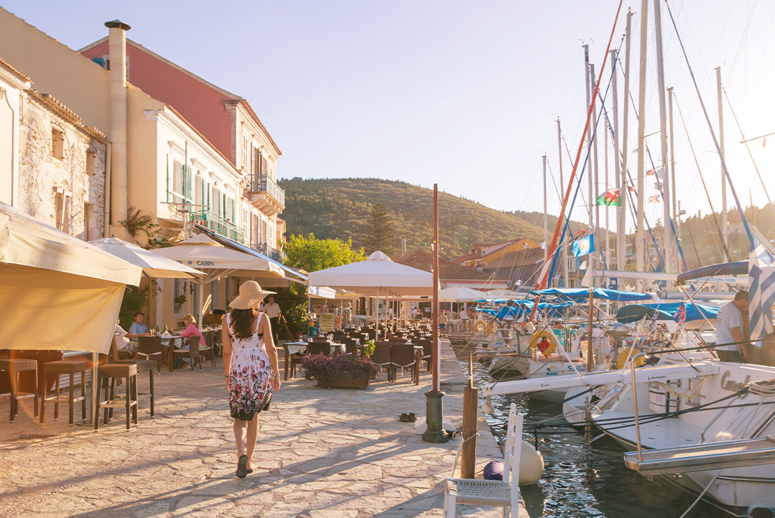 Walking in Kefalonia harbour, Greece