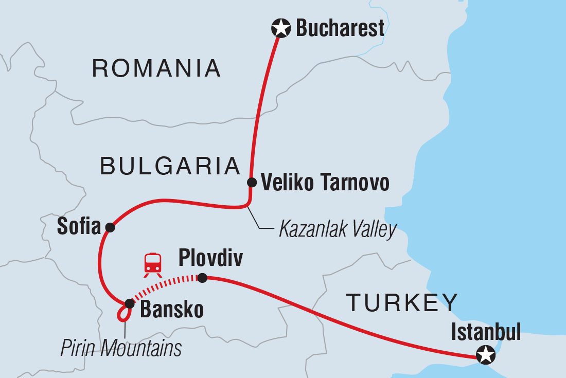 Map of Eastern Europe Express including Bulgaria, Romania and Turkey