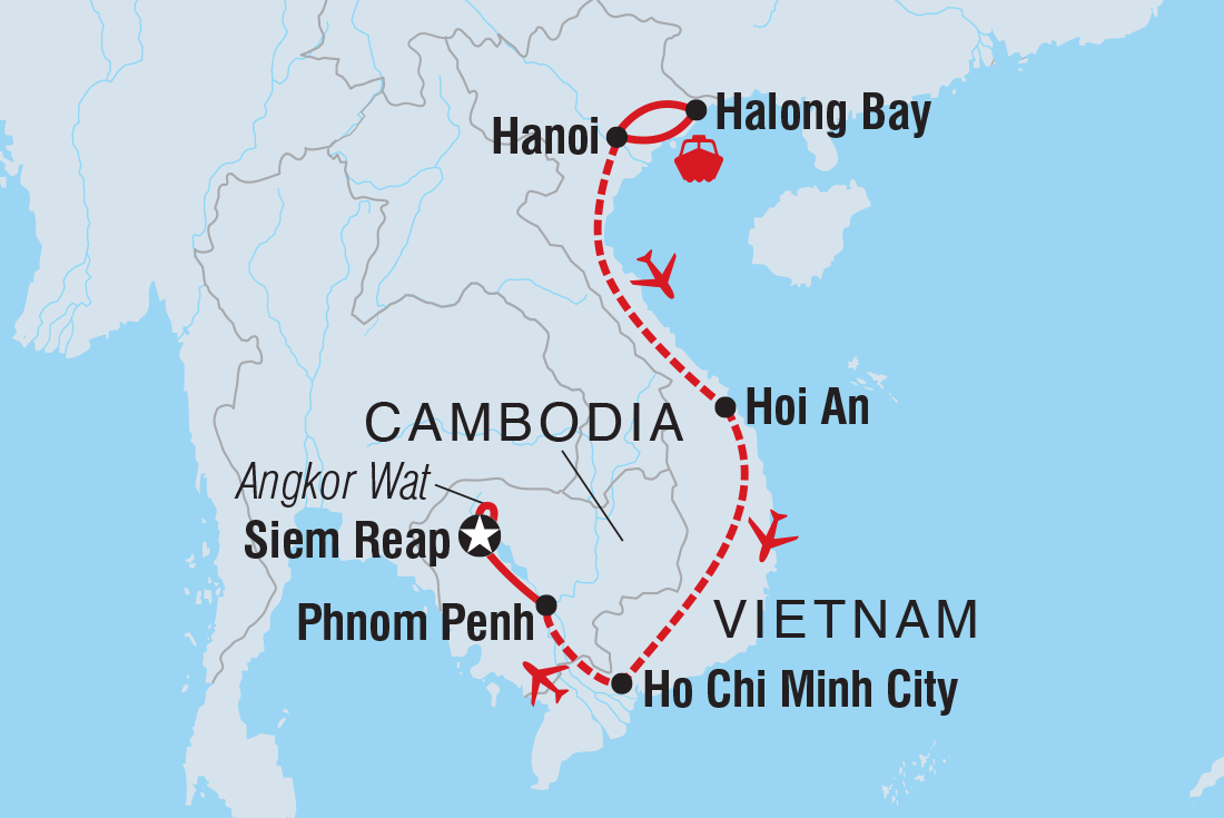 Map of Premium Vietnam & Cambodia including Cambodia and Vietnam