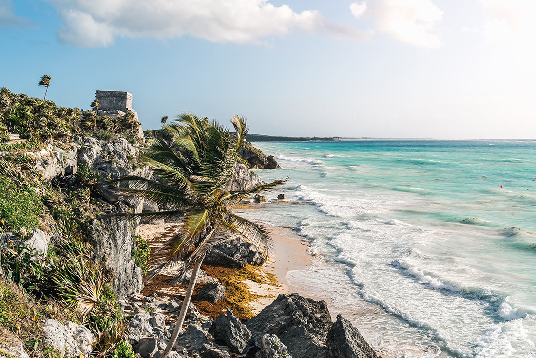 QPBN - Clear waters and blue sky of Tulum beach, Mexico 