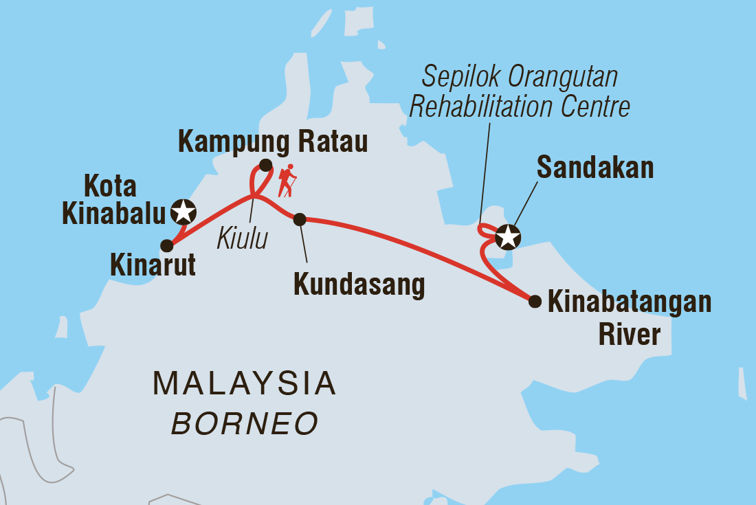 Map of Real Borneo including Malaysia