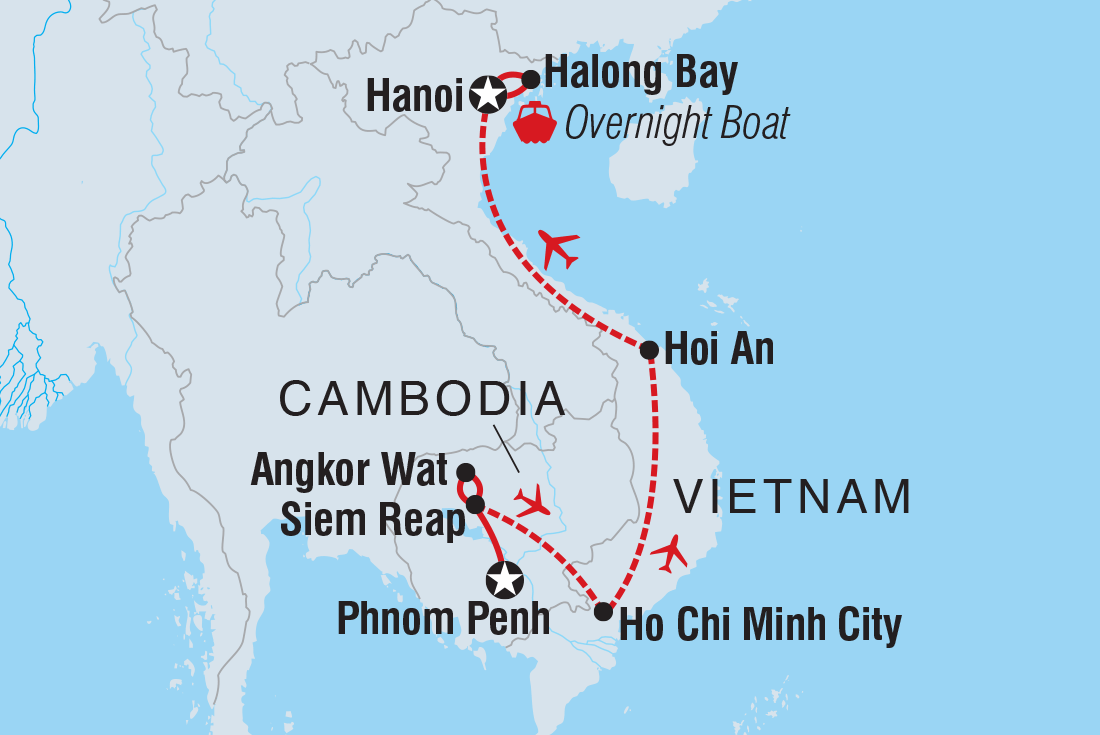 Map of Cambodia & Vietnam Discovery including Cambodia and Vietnam