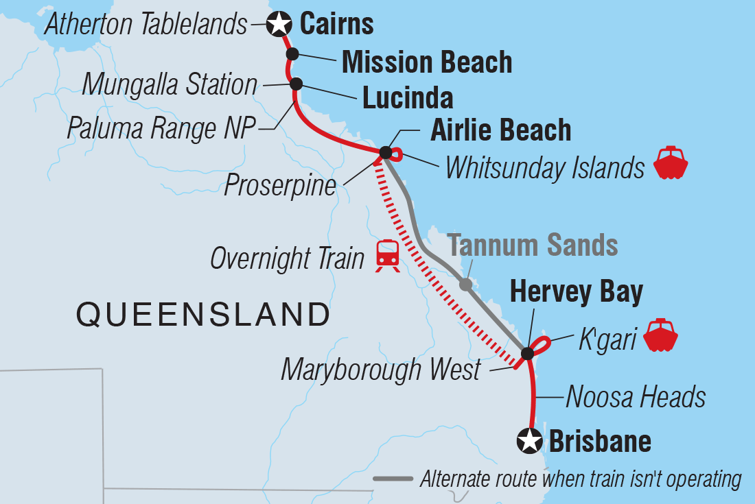 Map of Brisbane To Cairns Adventure including Australia