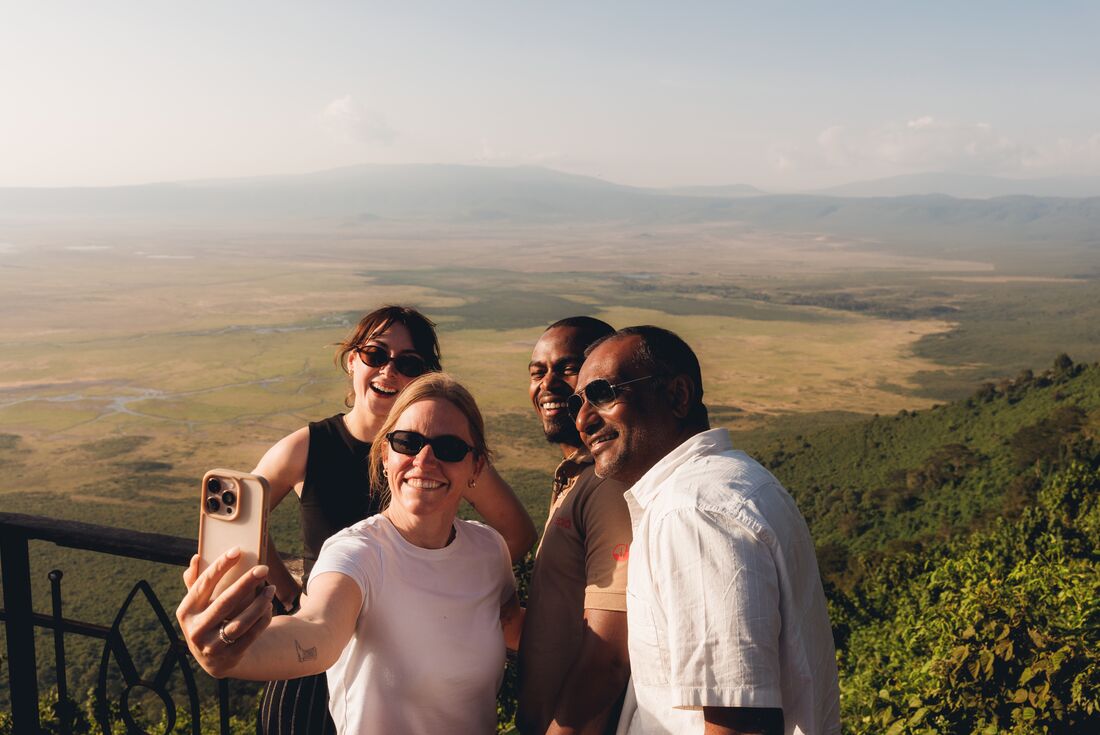 Quick selfie at the top of the world at the rim of Ngorongoro Crater