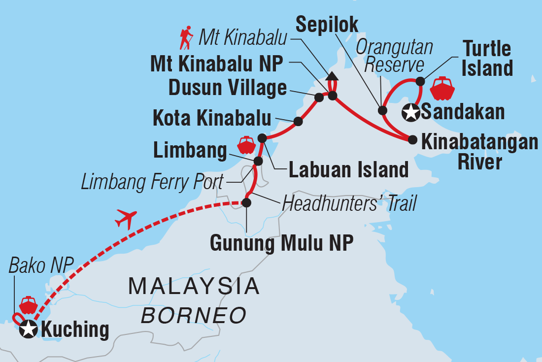 Map of Best Of Borneo including Malaysia