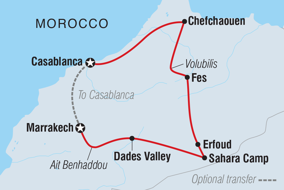 Map of Morocco Premium Family Holiday including Morocco