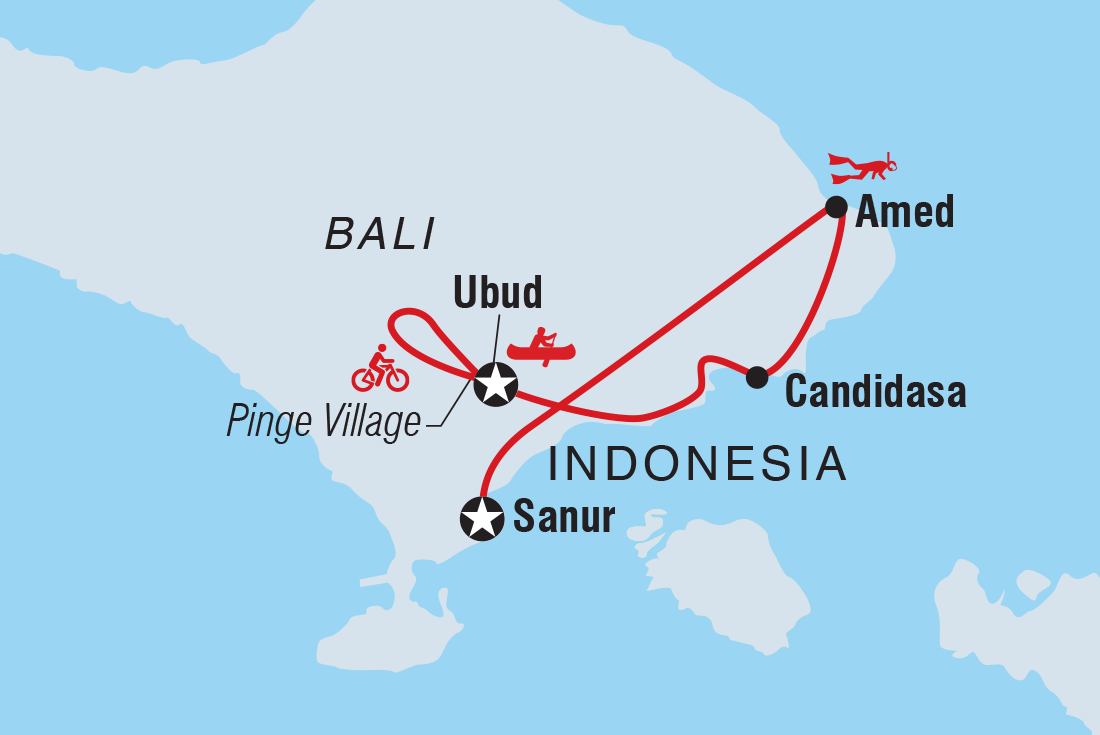 Map of Bali Family Holiday With Teenagers including Indonesia