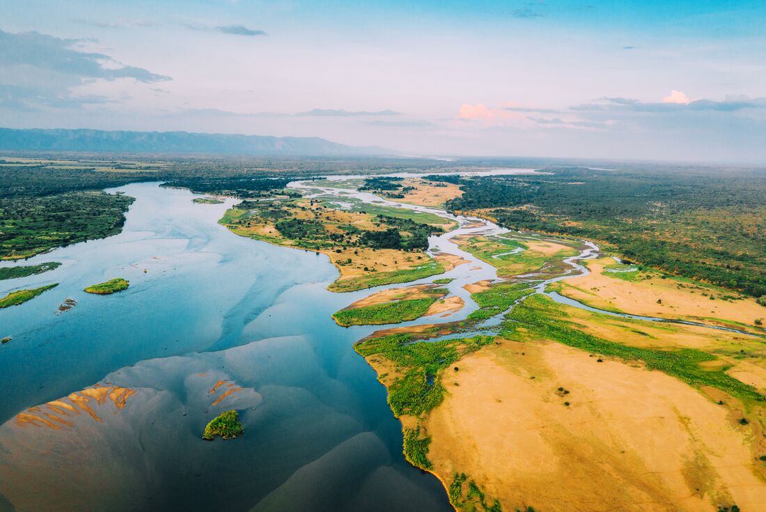 The sprawling green deltas of the Zambezi River