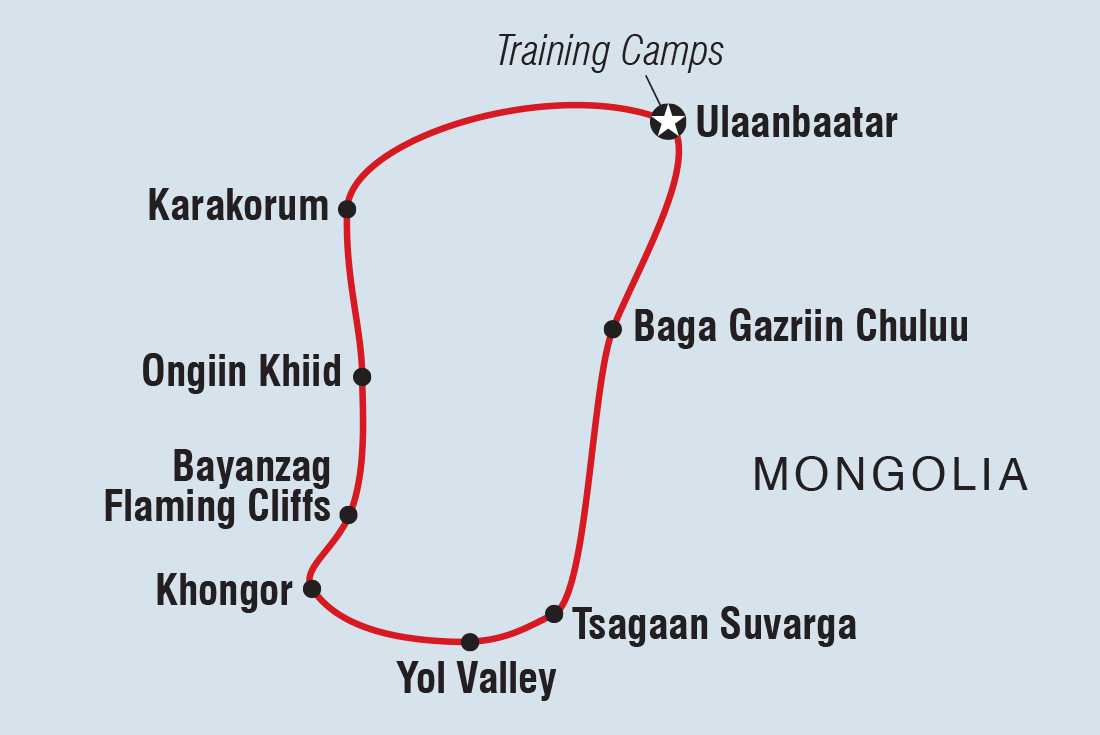 Map of Mongolia's Naadam Festival including Mongolia